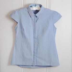 Cap sleeve button down top